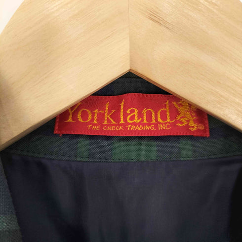 ヨークランド YORKLAND タータンチェック 比翼ボタン Aラインシャツワンピース レディース